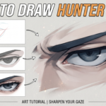 How to draw hunter eyes, hunter eyes drawing tutorial, step-by-step hunter eyes art.